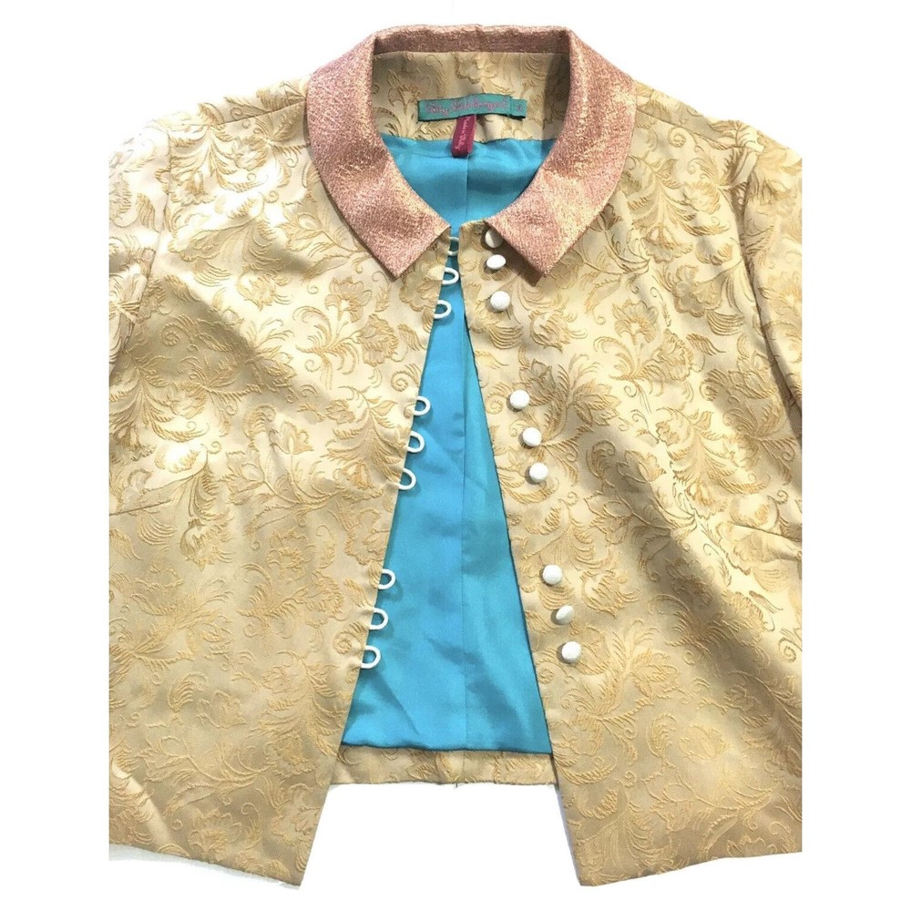 Patty Shelabarger Italian Silk Brocade And Lurex Blazer Jacket Medium M Y2K